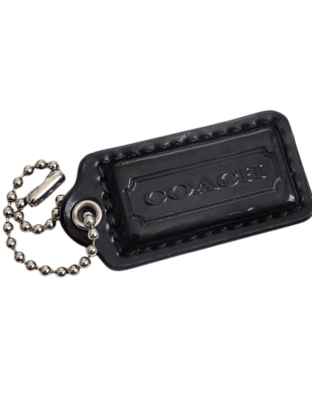 Coach Black Patent Leather Hangtag Keychain Charm